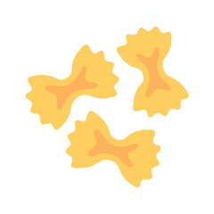Colorful Bow Tie Pasta Isolated on White Background - Vibrant Illustration of Farfalle Noodles for Culinary and Food Design