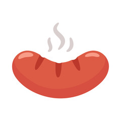 Delicious Steaming Sausage Icon on White Background for Culinary and Food Design Concepts