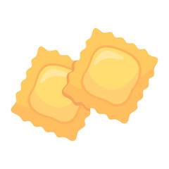 Delicious Golden Ravioli Pasta Isolated on White Background - Perfect for Italian Cuisine and Culinary Concepts