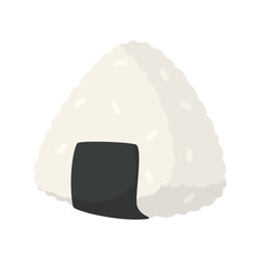 Minimalist Illustration of a Traditional Japanese Onigiri Rice Ball with Seaweed Wrap on White Background