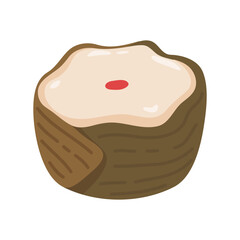 Delicious Chinese Mooncake with Red Dot on Top - Traditional Mid-Autumn Festival Pastry Illustration on White Background