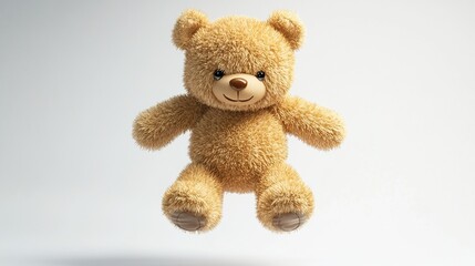 Obraz premium Fluffy teddy bear floats against a plain background
