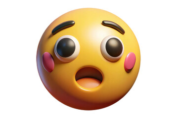 Fototapeta premium PNG Surprised emoji face with blushing cheeks and raised eyebrows