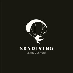Fototapeta premium Skydiving logo sport high adventure Inspiration Silhouette Paragliding Template
