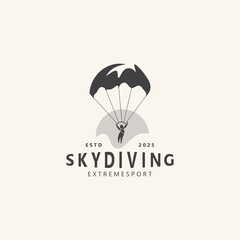 Skydiving logo sport high adventure Inspiration Silhouette Paragliding Template