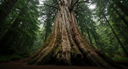 Fototapeta premium Massive ancient tree in lush forest