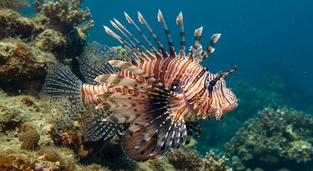 Majestic Lionfish in Vibrant Coral Reef