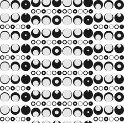 Geometric shapes in the form of circles in circles form a seamless pattern for presentations, postcards, websites.