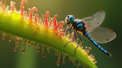 dragonfly on a green leaf