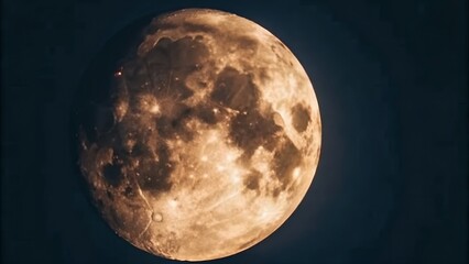Stunning Full Moon Celestial Orb in Night Sky, Lunar Surface Details, Night Photography