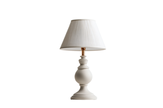PNG Elegant white table lamp with classic design on white background