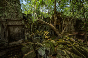 Mysterious Jungle Temple of Beng Mealea with Fallen Blocks