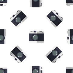 Retro camera seamless pattern background for photographic theme decoration