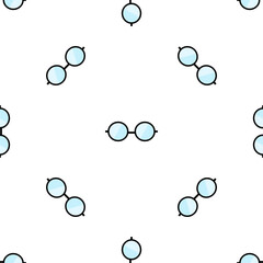 Seamless pattern of blue eyeglasses on white background for design resource