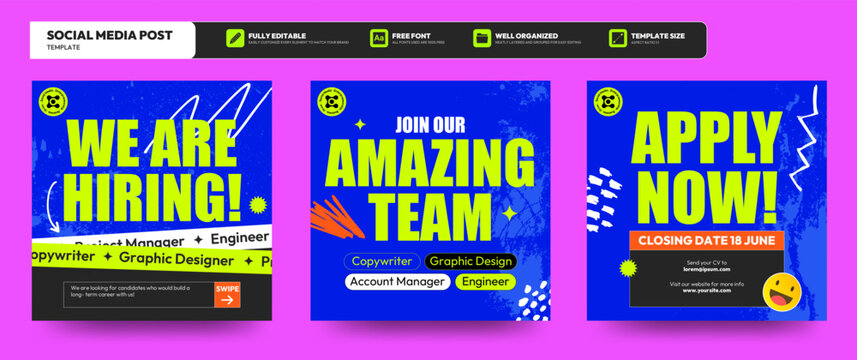 Employee hiring social media post banner template