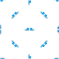 Seamless pattern with stylized roller coaster cars against white background