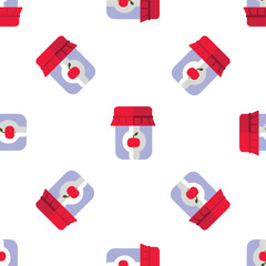 Seamless Pattern with Apple Jam Jar Illustration for Textile and Designs