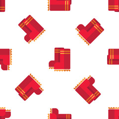 Seamless pattern with red rain boots for autumn vector background