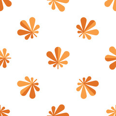 Seamless pattern of autumnal leaves on white background, fall themed vector art