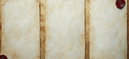 Aged parchment sheets with seals