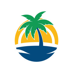 Tropical Island Travel Tour Logo Design