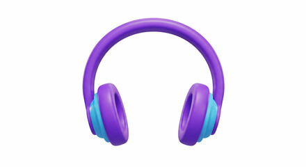 Cute purple headphones against a white background