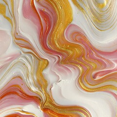 Abstract Gold, Pink, and White Fluid Art