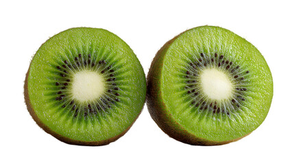 Fototapeta premium Two kiwi fruit halves on black background