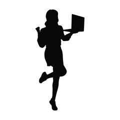 Silhouette of a woman using a laptop