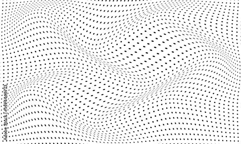 Aufkleber abstract black polka dot grid wave pattern.