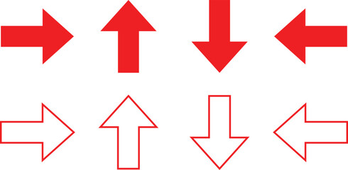 set of red direction arrow vector design.