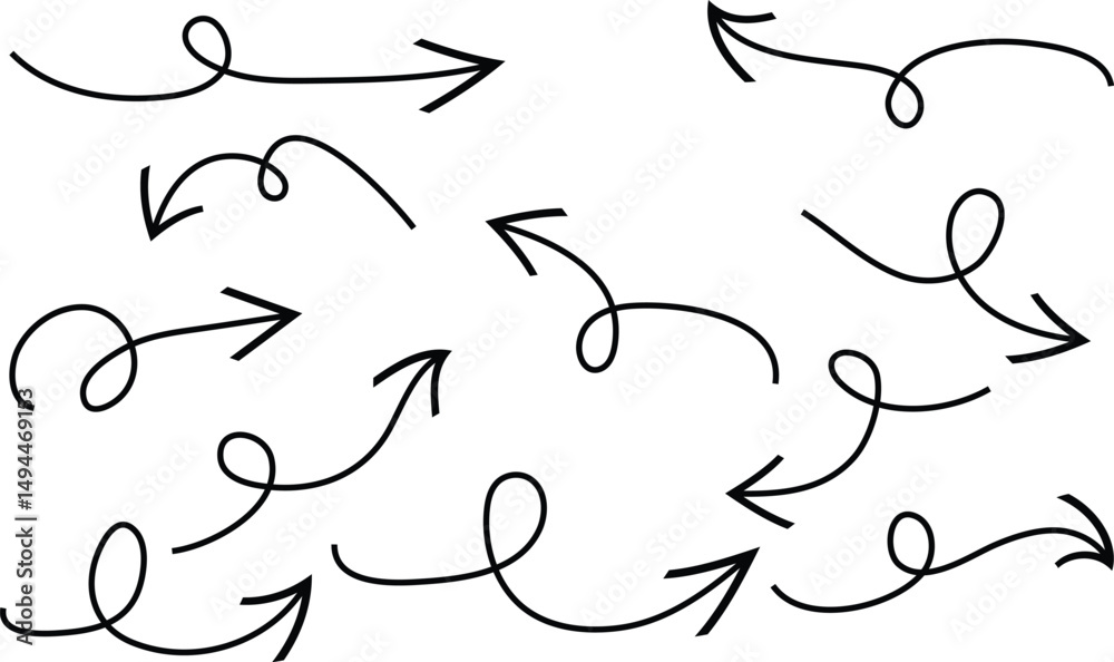Poster set of black curve arrow vector design.