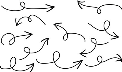 set of black curve arrow vector design.