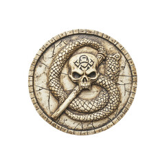 Ornate Skull and Serpent Wall Decor Intricate Carved Relief Plaque