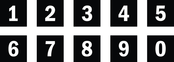 abstract white number icon on black rectangle shape.