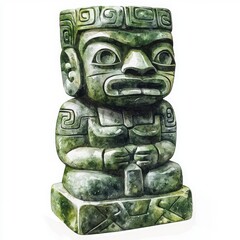Ancient Stone Statue of a Mysterious Figure with Intricate Designs