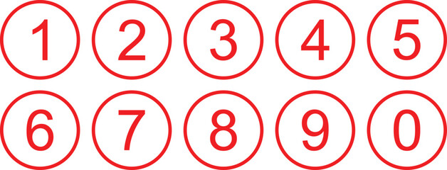 abstract red number icon on outline red circle.