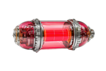 PNG Futuristic red energy capsule with metallic components