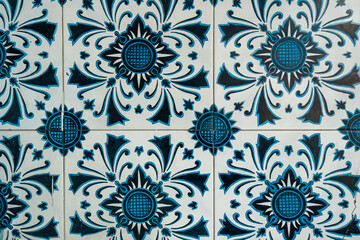 Blue and White Portuguese Tile Floor Pattern