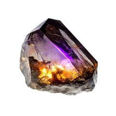 Luminous Amethyst Geode Raw Crystal with Vibrant Purple and Amber Hues