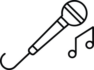 Karaoke Line Art Icon – Minimalist Microphone Singing Illustration on White Background