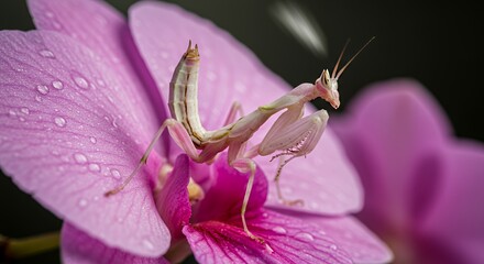 Orchid Mantis on Pink Orchid Blossom
