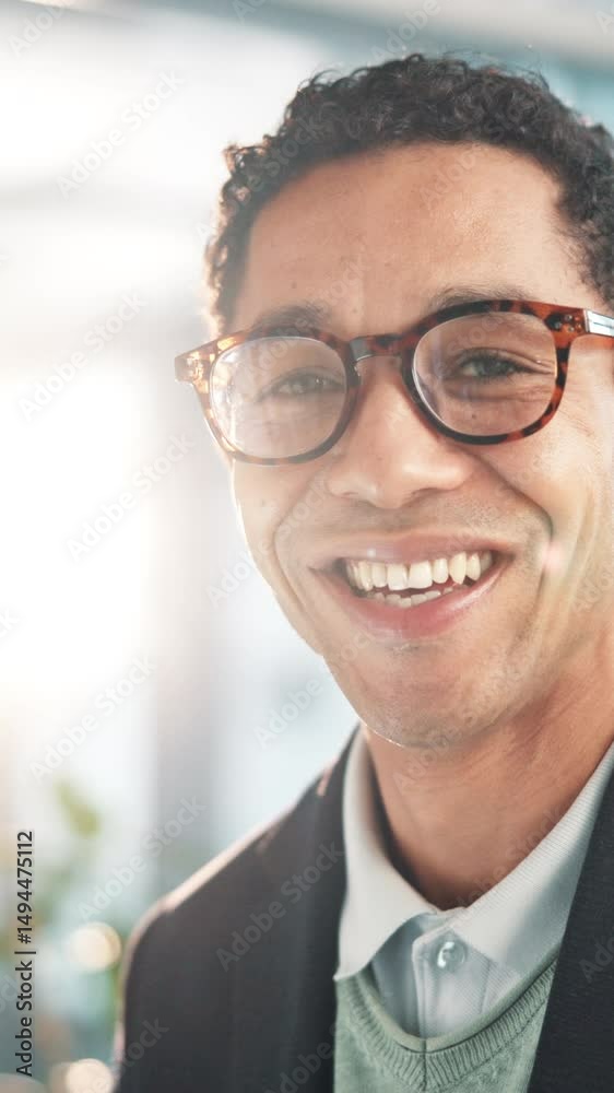 Poster office, business and face of man on tablet for networking, connection and financial planning. corpor