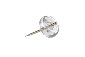 PNG Clear glass push pin isolated on white background