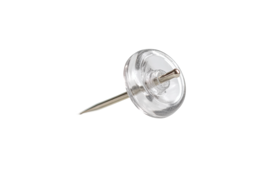 PNG Clear glass push pin isolated on white background