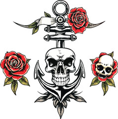 skull and roses Tattoo