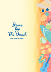 ビーチアイテムの縦背景　A4サイズ02