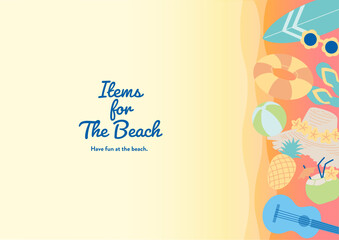 ビーチアイテムの横背景　A4サイズ02