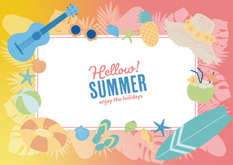 ビーチアイテムの横背景　A4サイズ03