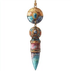 Ornate Jewelry Pendant with Colorful Gemstones and Intricate Design